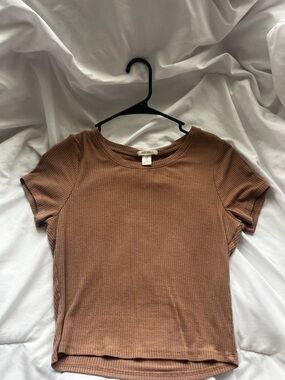 Bozzolo Ribbed Short Sleeve Tee - Brown